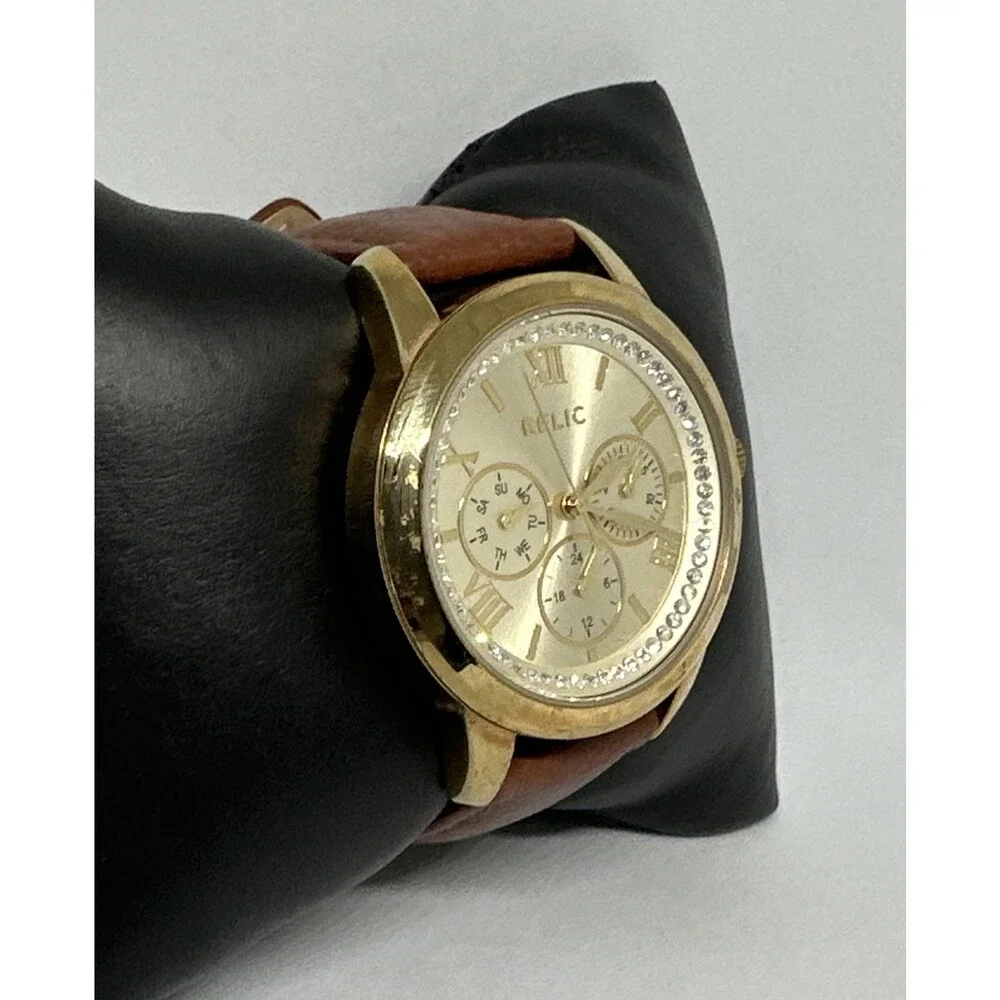 Relic ZR15831 Women's Brown Leather Straps Analog Dial Quartz Wrist Watch HME737